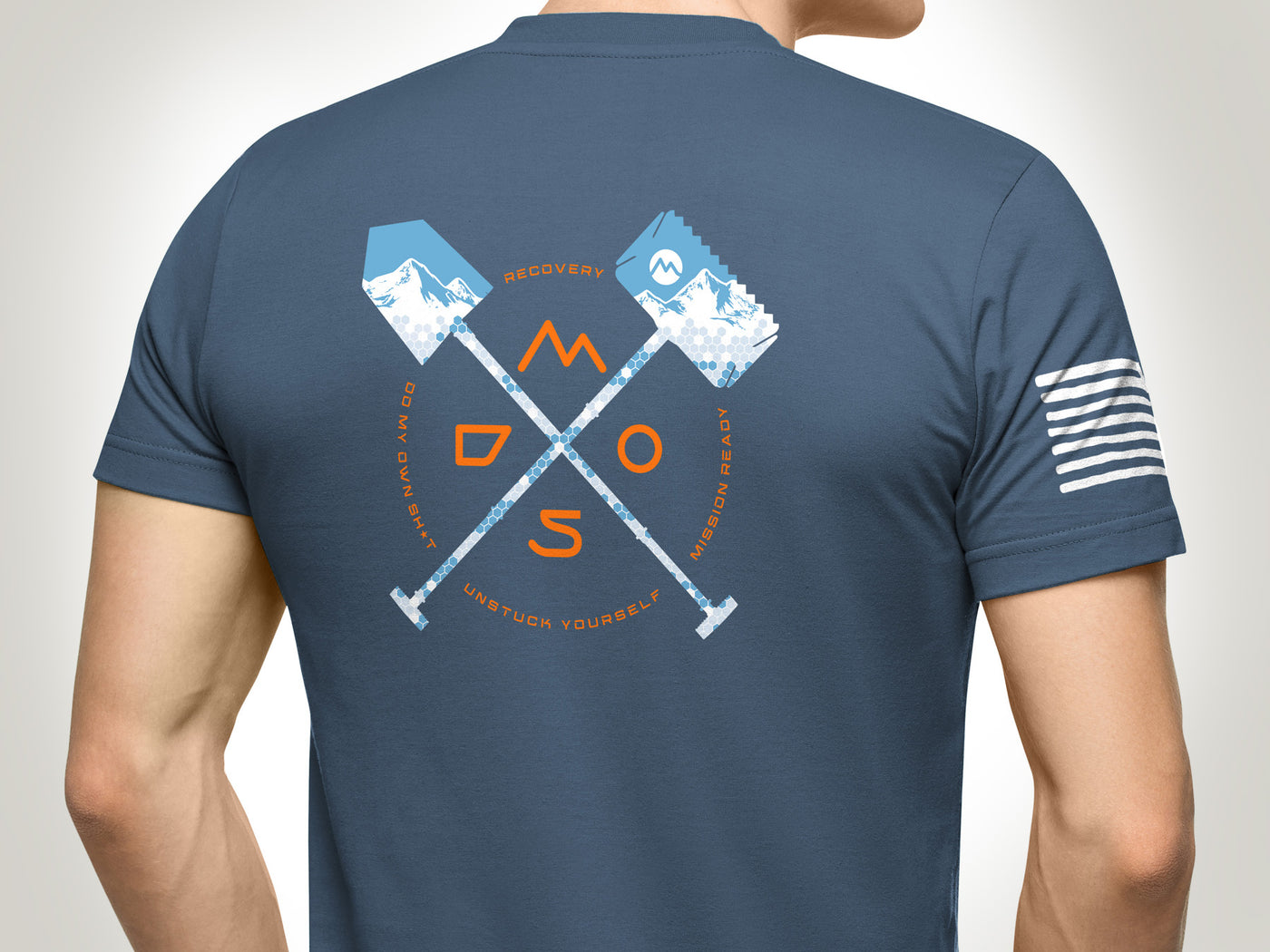 Unisex T-Shirt - DMOS Crossed Shovels Back with Flag on Sleeve